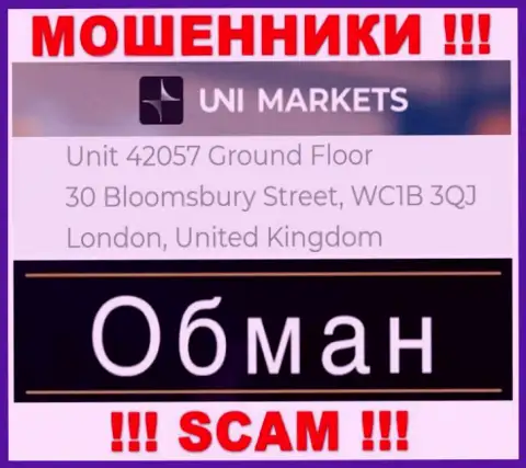 Официальный адрес конторы UNIMarkets Com на официальном портале - ненастоящий !!! БУДЬТЕ ОЧЕНЬ ОСТОРОЖНЫ !!!