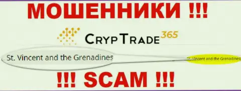 На сайте CrypTrade 365 говорится, что они расположены в оффшоре на территории St. Vincent and the Grenadines