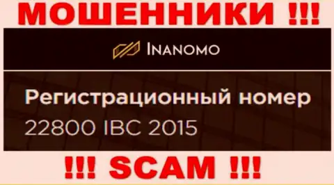 Номер регистрации организации Inanomo - 22800 IBC 2015
