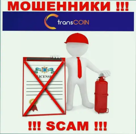 Деятельность internet-шулеров TransCoin заключается в прикарманивании вкладов, поэтому у них и нет лицензии