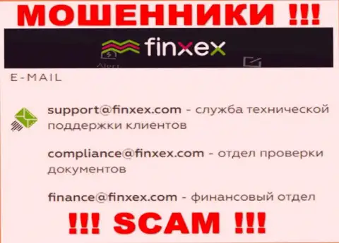 В разделе контактной информации шулеров Finxex, предоставлен вот этот е-майл для связи с ними