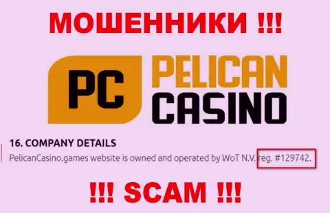 Регистрационный номер Pelican Casino, взятый с их официального сайта - 12974