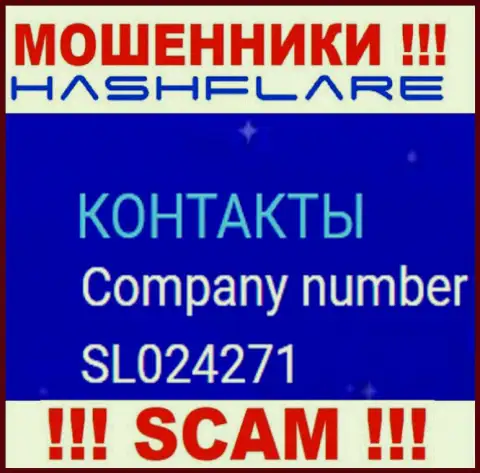 Регистрационный номер, под которым официально зарегистрирована компания Хэш Флэр: SL024271