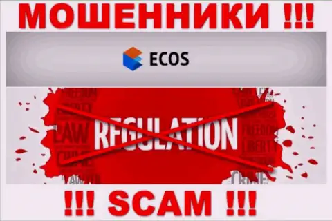 На сайте мошенников Ecos Am нет информации о их регуляторе - его попросту нет