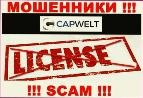 Работа с internet-махинаторами CapWelt не принесет прибыли, у указанных кидал даже нет лицензии