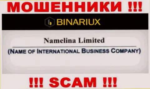 Binariux - это мошенники, а управляет ими Namelina Limited