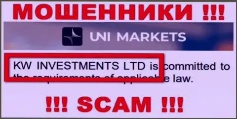 Руководителями UNI Markets является организация - KW Investments Ltd