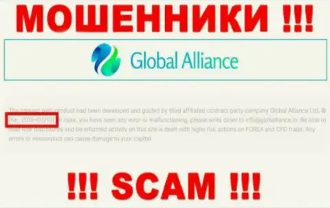 Номер регистрации организации Global Alliance Ltd, вероятнее всего, что и ненастоящий - 2019-00213
