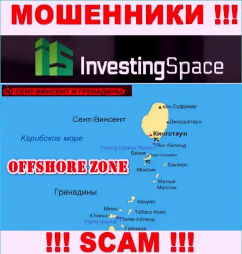 Инвестинг Спейс находятся на территории - Сент-Винсент и Гренадины, остерегайтесь совместного сотрудничества с ними