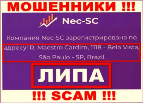 Где именно расположена компания NEC-SC Com неизвестно, информация на онлайн-сервисе обман