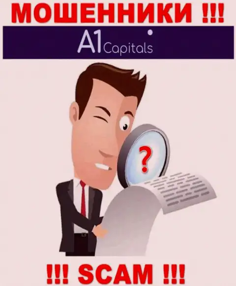 A1 Capitals не сумели оформить лицензию на осуществление деятельности, да и не нужна она данным мошенникам