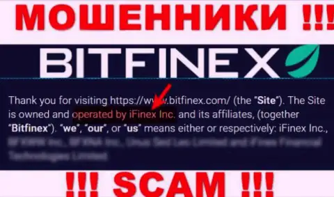 iFinex Inc - это компания, которая владеет ворами Bitfinex