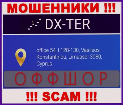 office 54, I 128-130, Vasileos Konstantinou, Limassol 3080, Cyprus - это адрес регистрации конторы ДИксТер, расположенный в оффшорной зоне