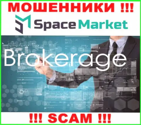 Направление деятельности преступно действующей конторы SpaceMarket - это Брокер