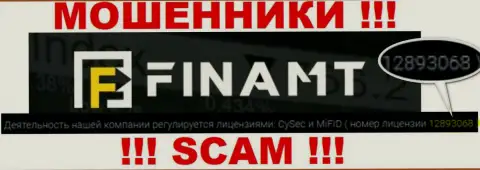 Мошенники Finamt не прячут свою лицензию, показав ее на web-портале, но будьте крайне осторожны !!!