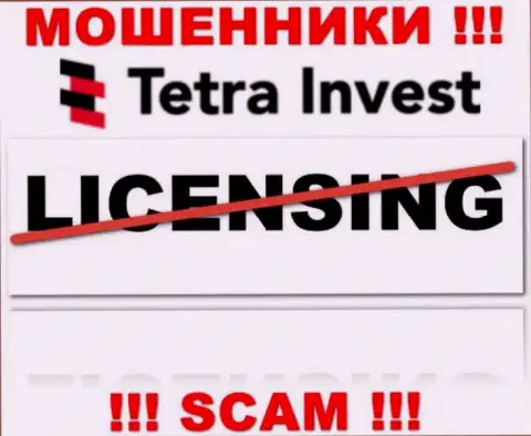 Лицензию обманщикам никто не выдает, поэтому у internet-мошенников Tetra Invest ее и нет