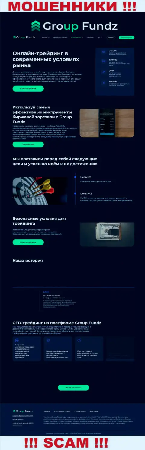 Скриншот официального веб-сервиса Групп Фондз - GroupFundz Com