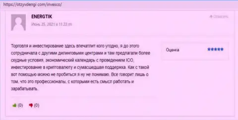 Сайт OtzyvDengi Com опубликовал рассуждения трейдеров о ФОРЕКС брокерской компании Инвеско Лтд