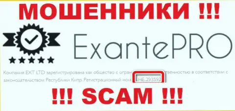 EXANTE-Pro Com мошенники глобальной сети интернет !!! Их регистрационный номер: HE 293592