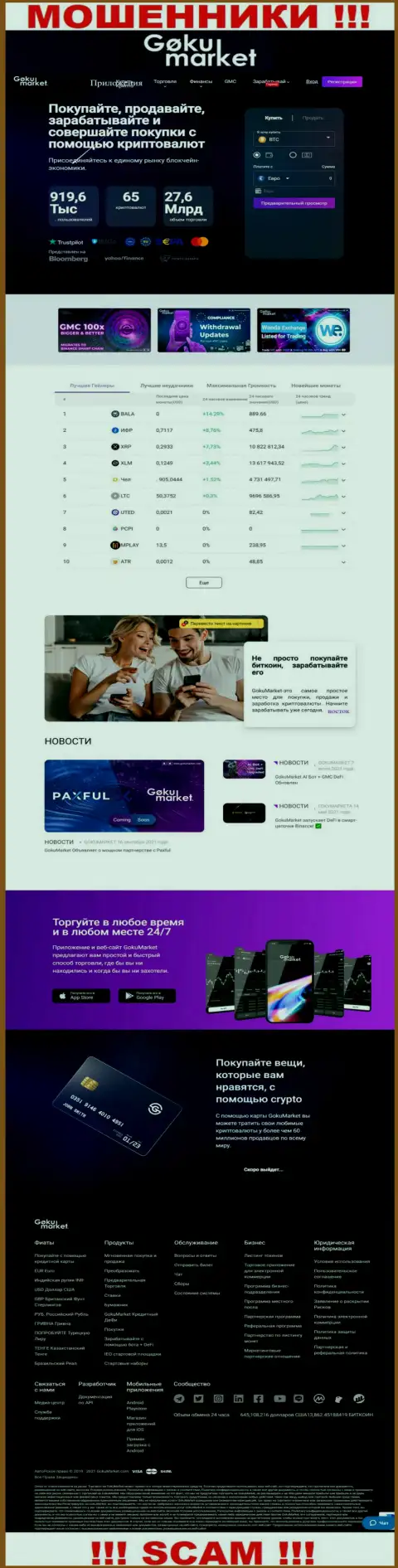 Вид официального web-портала противозаконно действующей компании GokuMarket Com