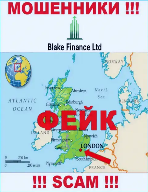 Достоверную инфу о юрисдикции Blake Finance Ltd не отыскать, на портале компании лишь фиктивные сведения