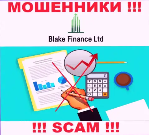 Контора Blake Finance Ltd не имеет регулятора и лицензии на осуществление деятельности