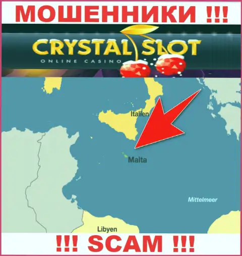 Malta - вот здесь, в офшорной зоне, отсиживаются лохотронщики CrystalSlot