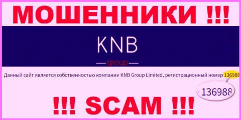 Регистрационный номер конторы, которая владеет KNB Group - 136988