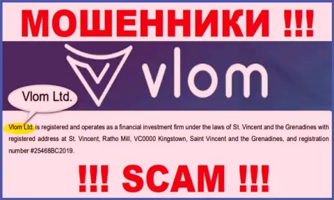 Юридическое лицо, владеющее internet мошенниками Влом - Vlom Ltd