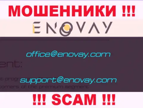 Е-мейл, который мошенники EnoVay Com предоставили у себя на официальном ресурсе