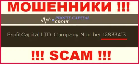 Номер регистрации Profit Capital Group, который указан мошенниками на их сайте: 12833413