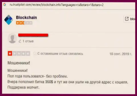 Blockchain Com - противозаконный криптовалютный кошелек, где финансовые вложения исчезают насовсем (отрицательный реальный отзыв)